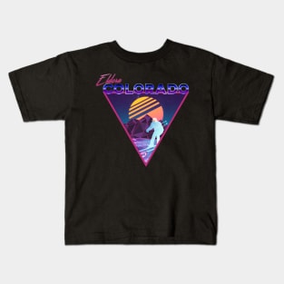 Retro Vaporwave Ski Mountain | Eldora Colorado | Shirts, Stickers, and More! Kids T-Shirt